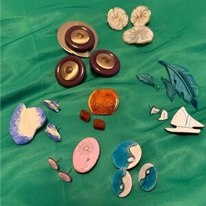 Colorful Enamel Pin & earing, hat and button set not enamel